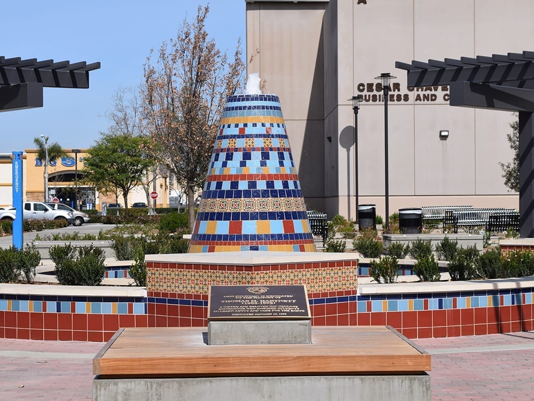 santa ana college quad tiled fountain construction